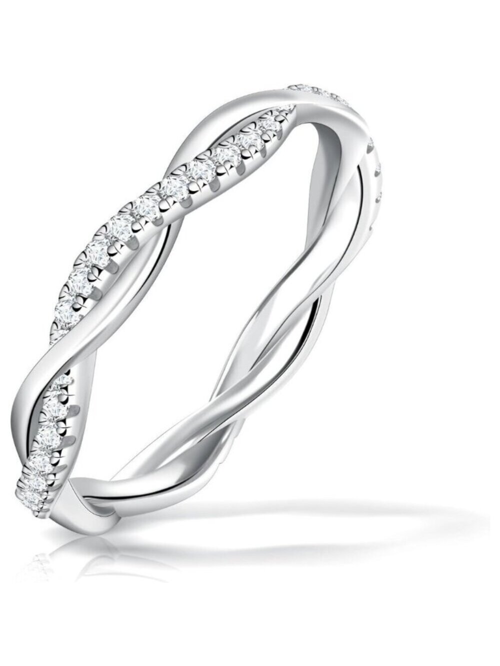 🆕 Women Silver Moissanite Eternity Ring Twisted Rope Wedding Band Sterling Gift